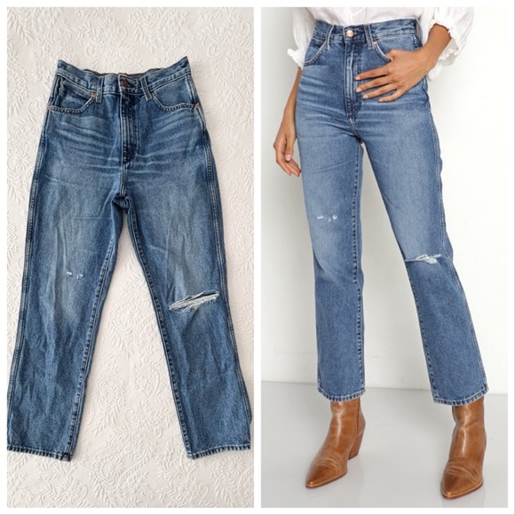 Wrangler Denim - Wrangler Wild West 603 High Rise Straight Jean Retro Mid Damaged